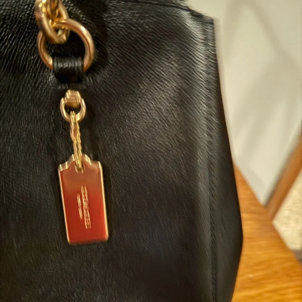 NWOT Coach Black Leather Etta Carryall Bag - Picture 6 of 10